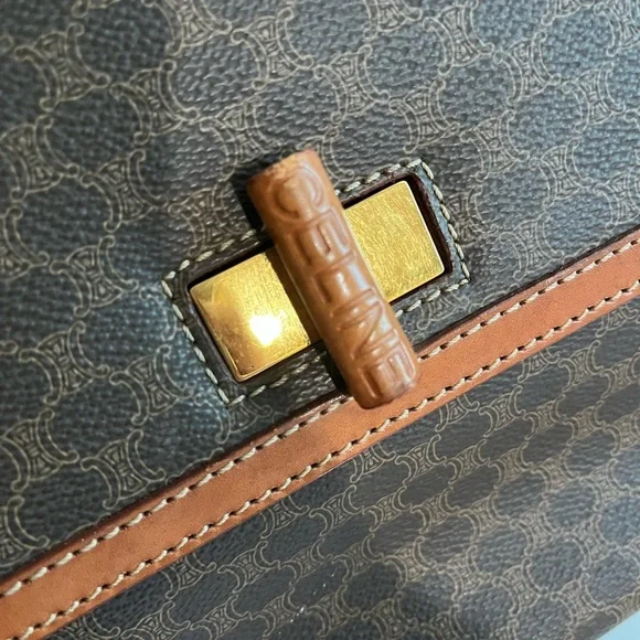 CELINE BROWN MACADAM PVC LEATHER HANDBAG - Picture 5 of 16